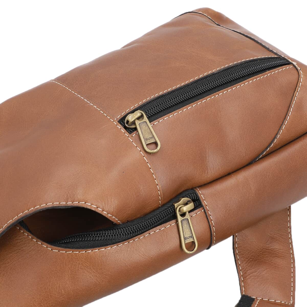 Beige Genuine Leather Anti Theft Backpack Bag image number 6