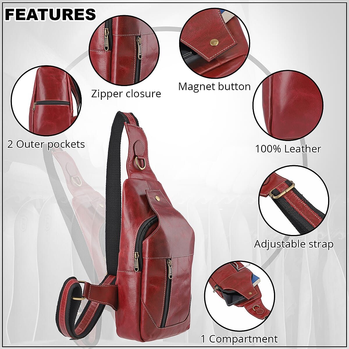 Cherry Genuine Leather Anti Theft Backpack Bag image number 2