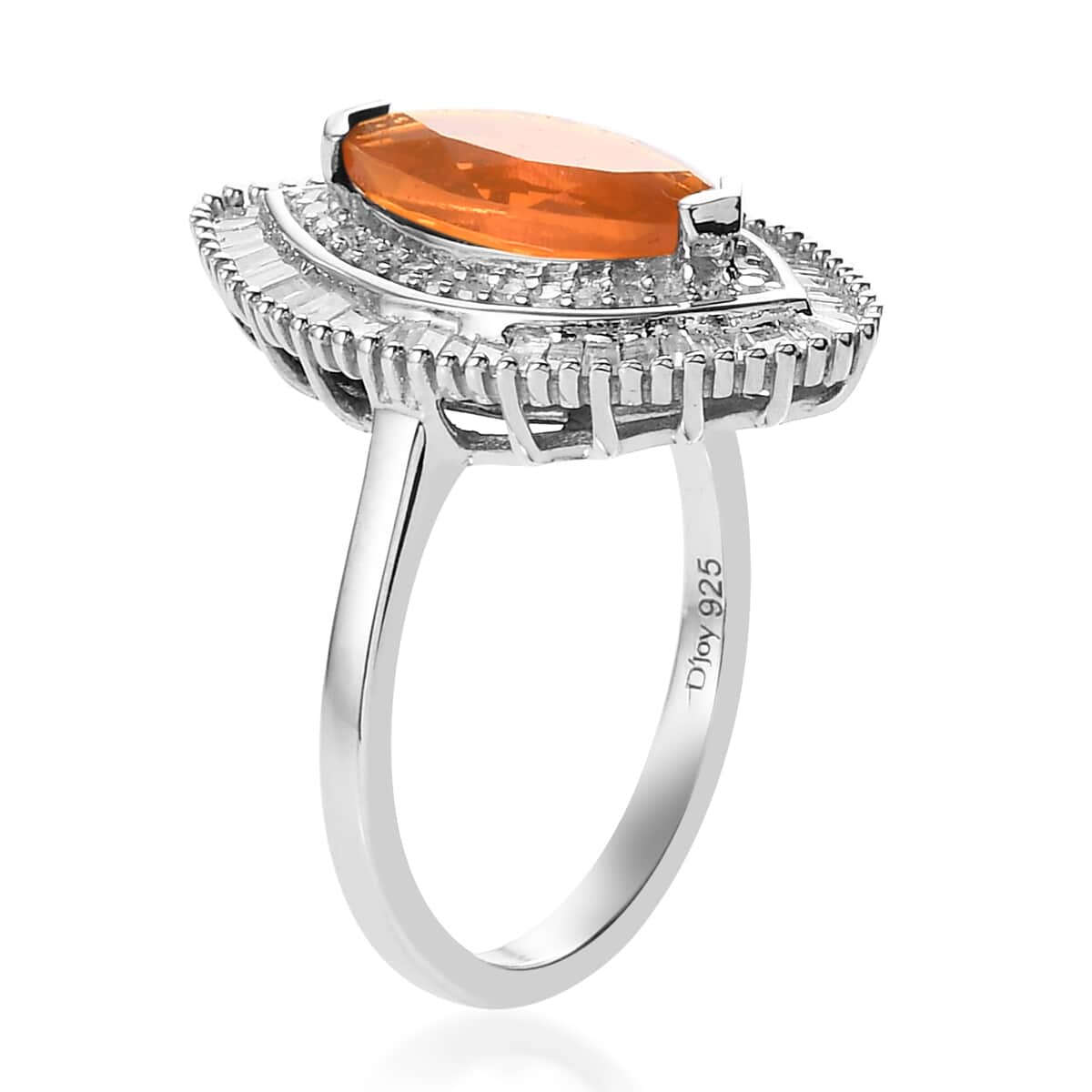 Salamanca Fire Opal and Diamond Double Halo Ring in Platinum Over Sterling Silver (Size 9.0) 1.75 ctw image number 3