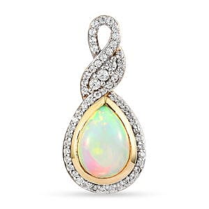 Ethiopian Welo Opal and Multi Gemstone 1.78 ctw Pendant in Vermeil YG Over Sterling Silver