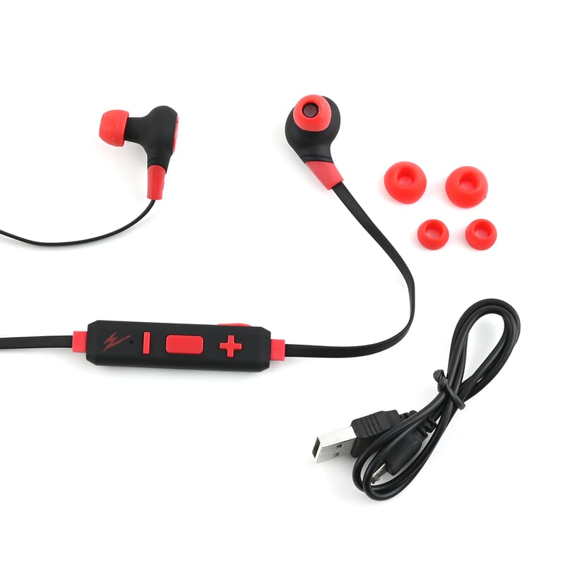 Closeout iHip Warrior Red and Black Bluetooth Sport Earbuds, Best Workout Earbuds For Running, Foldable Earbuds