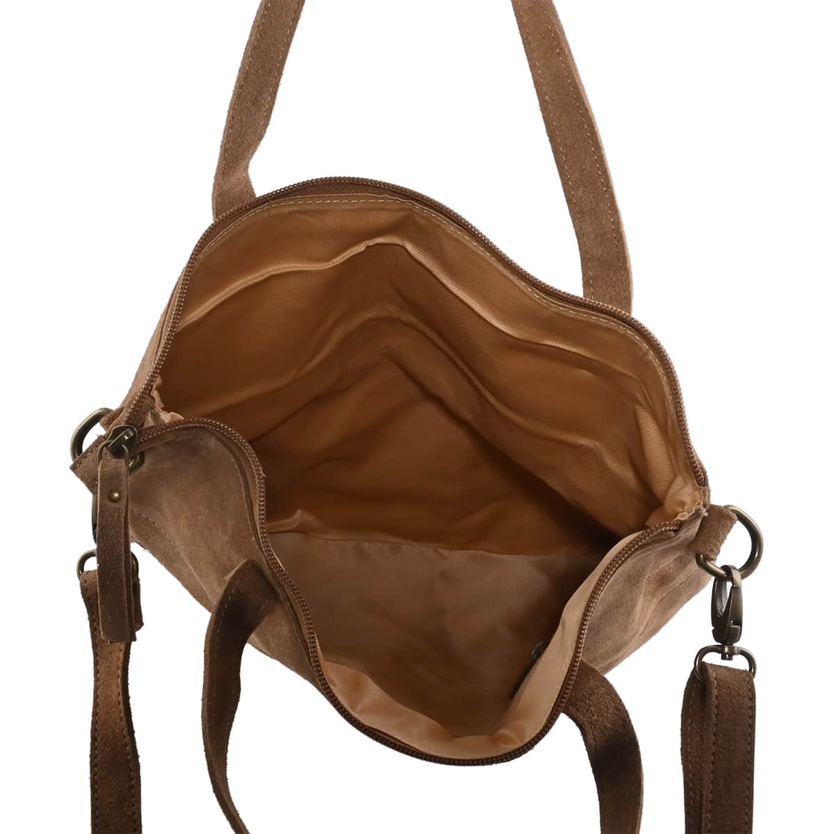 Brown Genuine Leather Weaved Tote Bag (13"x14.5") image number 4