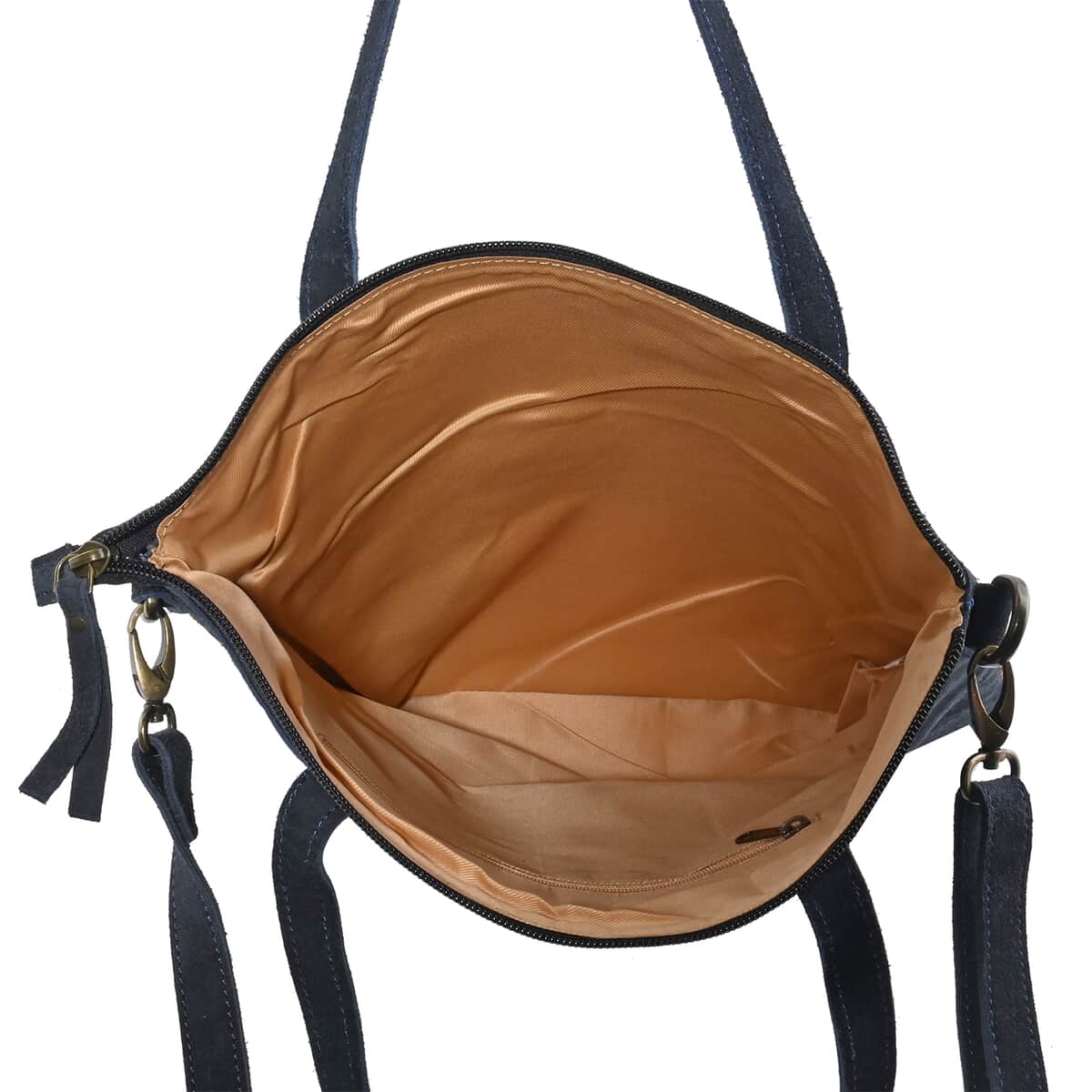 Navy Genuine Leather Weaved Tote Bag image number 4