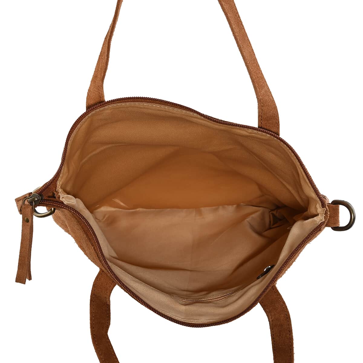 Tan Genuine Leather Weaved Tote Bag image number 2