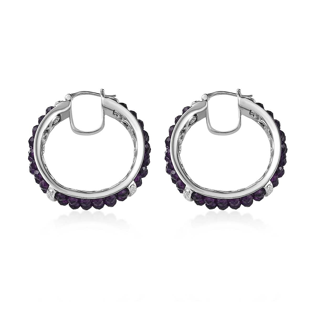 Karis African Amethyst Hoop Earrings in Platinum Bond 15.00 ctw
