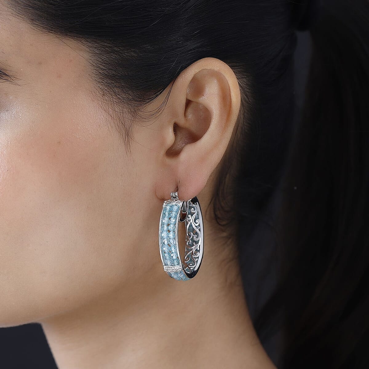 Karis Betroka Blue Apatite Earrings in Platinum Bond 24.00 ctw image number 2
