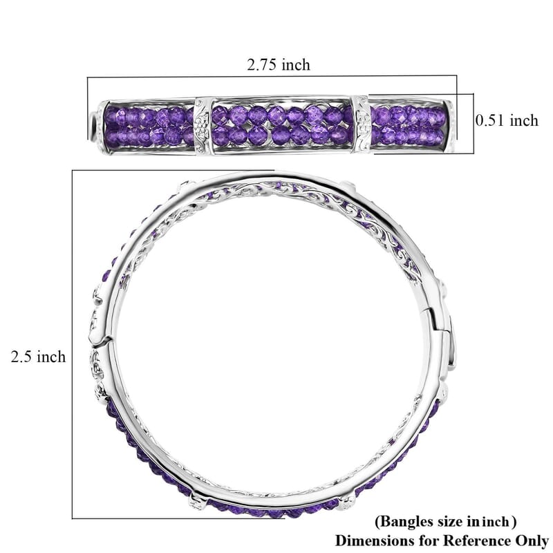 Karis African Amethyst Bangle Bracelet in Platinum Bond (6.50 In) 25.00 ctw