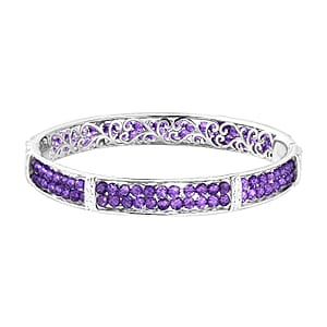 Karis African Amethyst Bangle Bracelet in Platinum Bond (8.00 In) 25.00 ctw