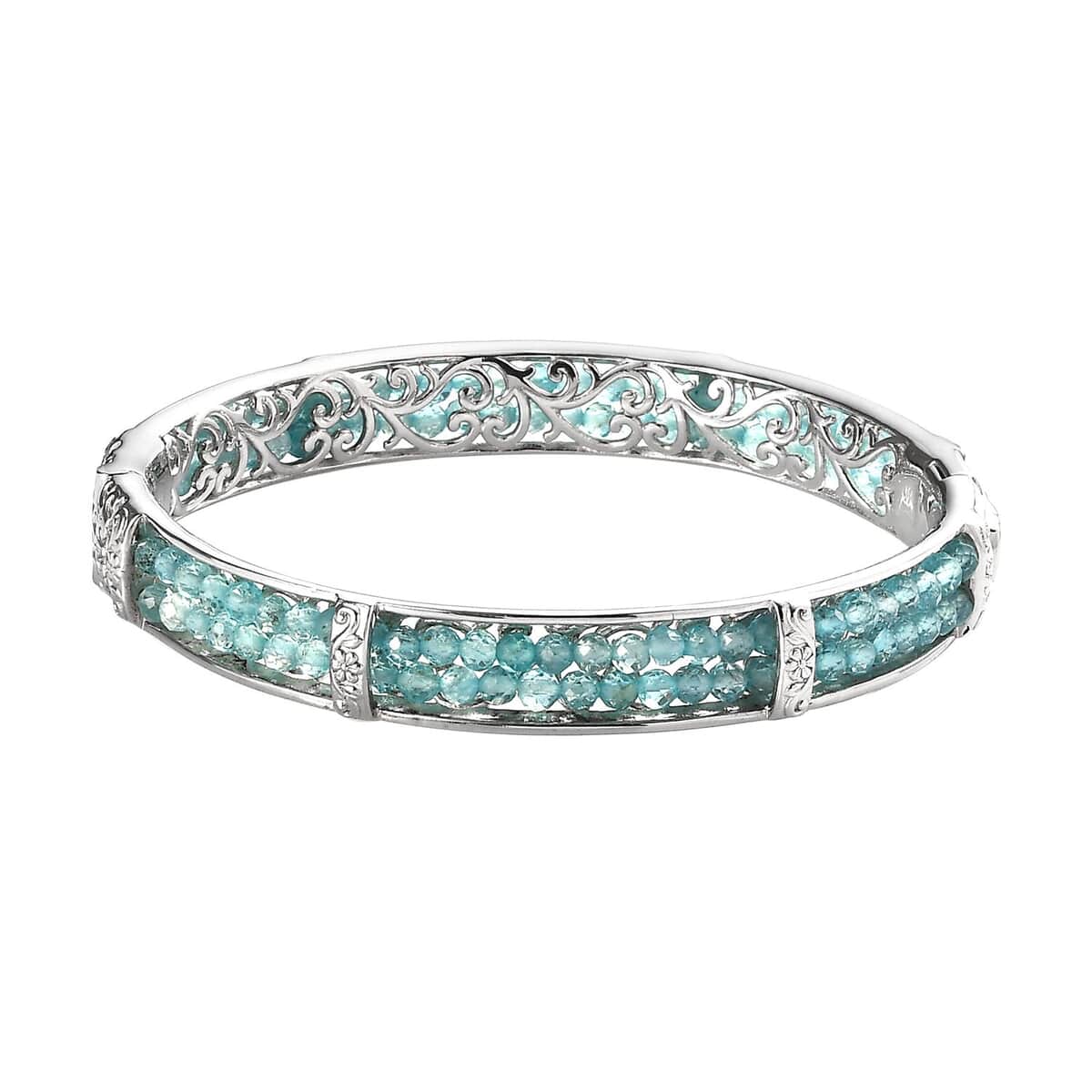 Karis Madagascar Paraiba Apatite Bangle Bracelet in Platinum Bond (7.25 In) 32.00 ctw image number 0