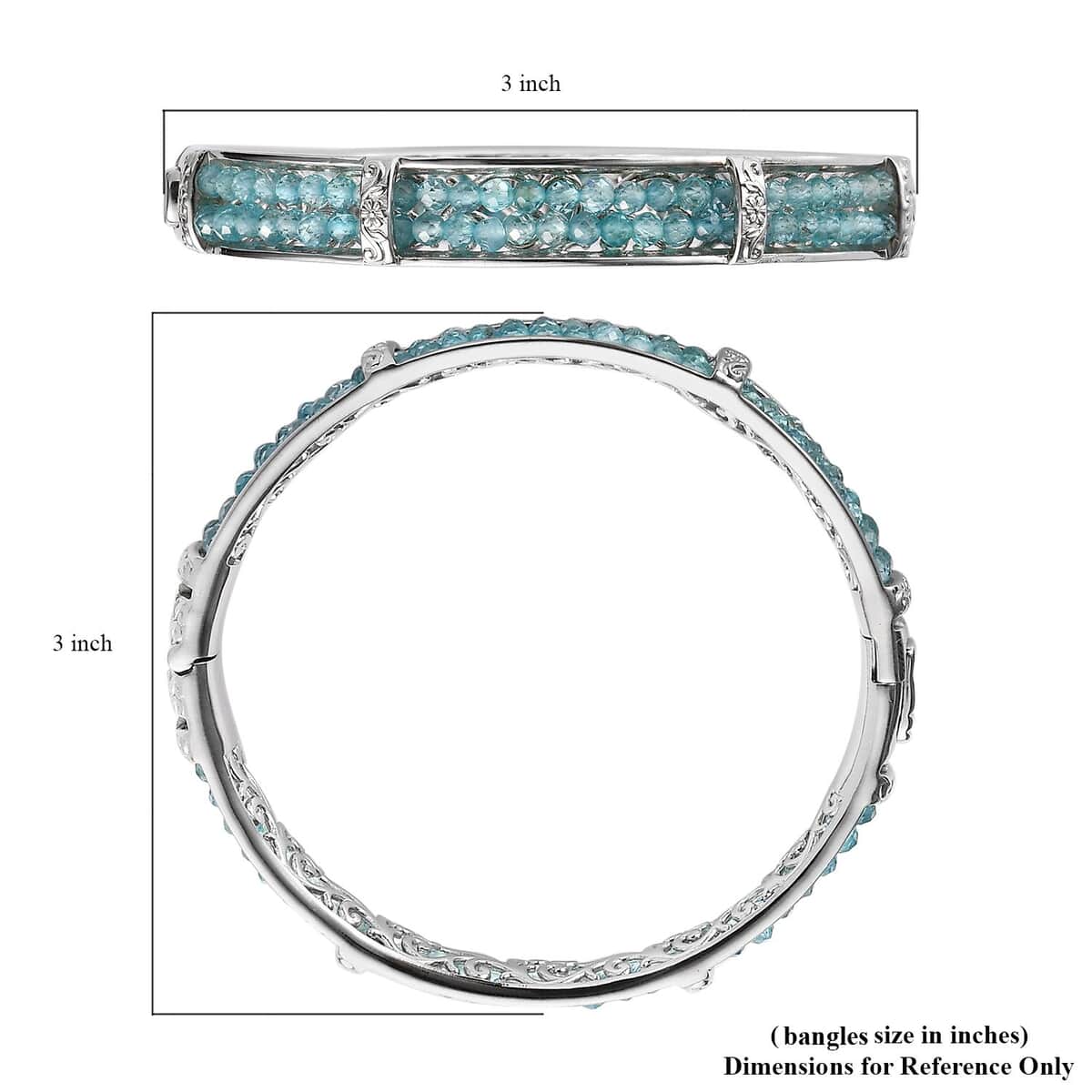 Karis Madagascar Paraiba Apatite Bangle Bracelet in Platinum Bond (7.25 In) 32.00 ctw image number 5