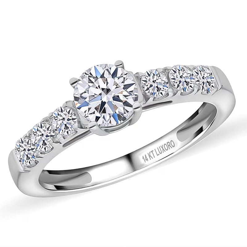14K White Gold Luxuriant Lab Grown Diamond G-H VS Ring (Size 10.0) 1.15 ctw