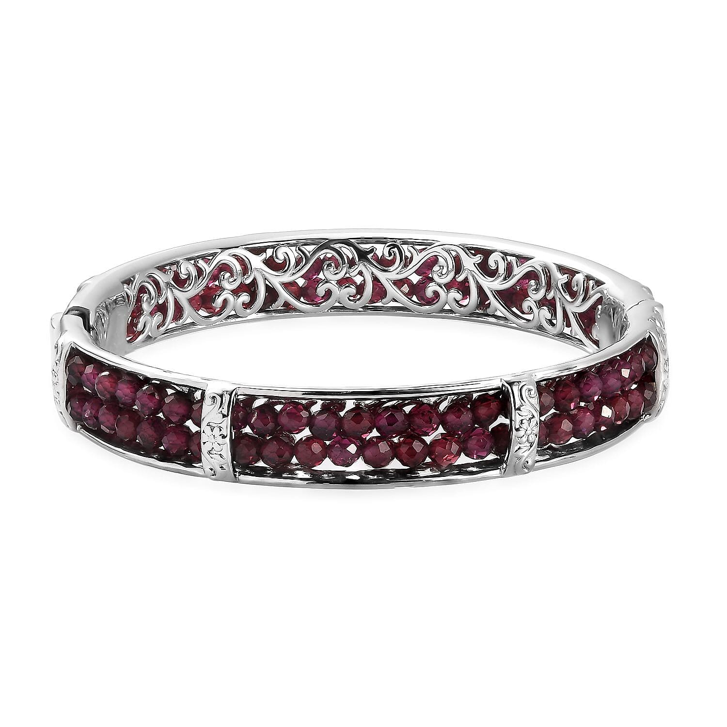 Karis African Amethyst Bangle Bracelet in Platinum Bond (6.50 In) 25.00 ctw