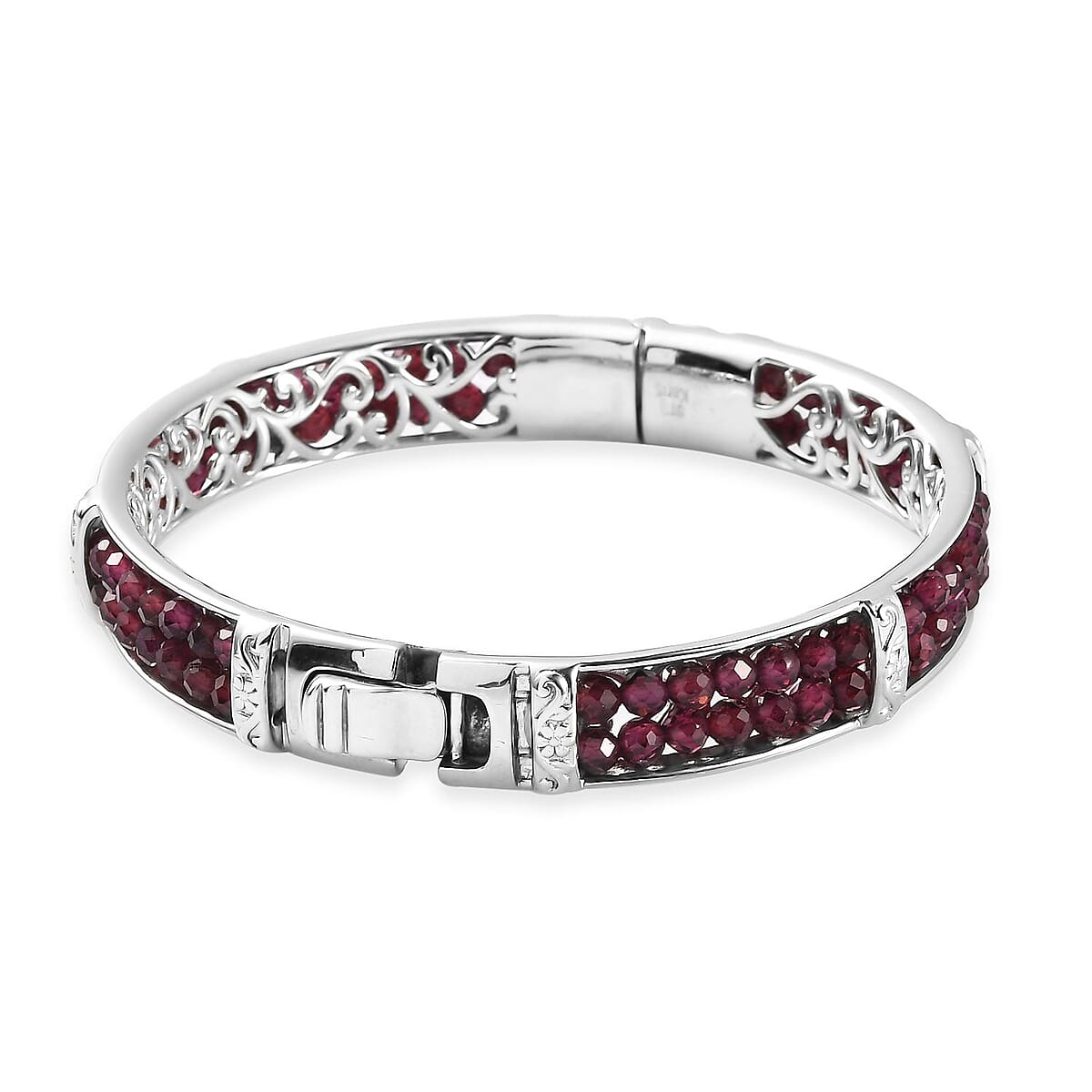 Karis Mozambique Garnet Bangle Bracelet in Platinum Bond (6.50 In) 28.00 ctw image number 3