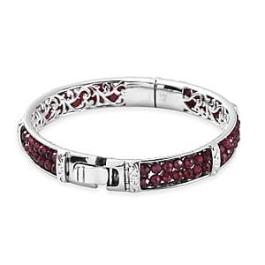 Karis Mozambique Garnet Bangle Bracelet in Platinum Bond (6.50 In) 28.00 ctw