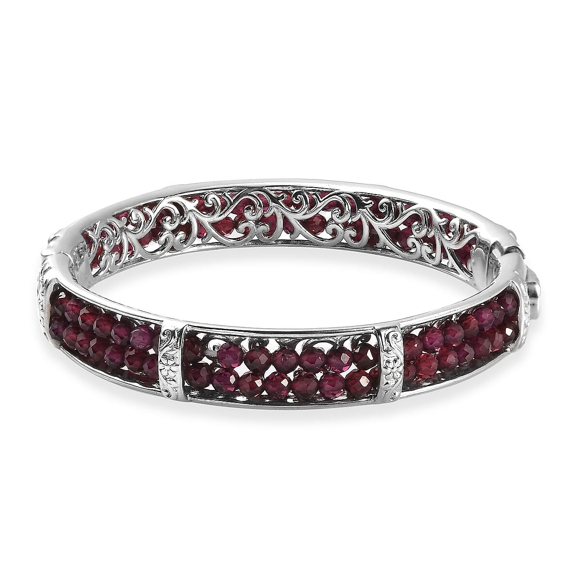 Karis Mozambique Garnet Bangle Bracelet in Platinum Bond (6.50 In) 28.00 ctw image number 4