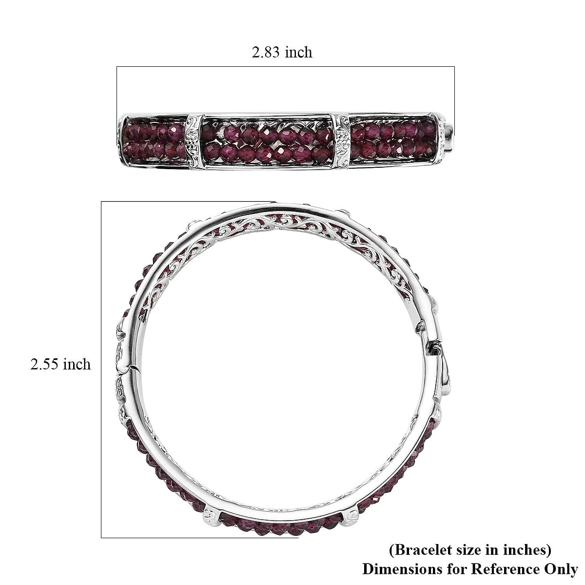 Karis Mozambique Garnet Bangle Bracelet in Platinum Bond (6.50 In) 28.00 ctw image number 5