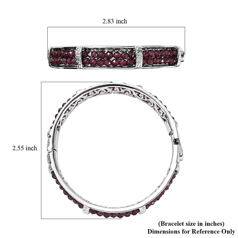 Karis Mozambique Garnet Bangle Bracelet in Platinum Bond (6.50 In) 28.00 ctw
