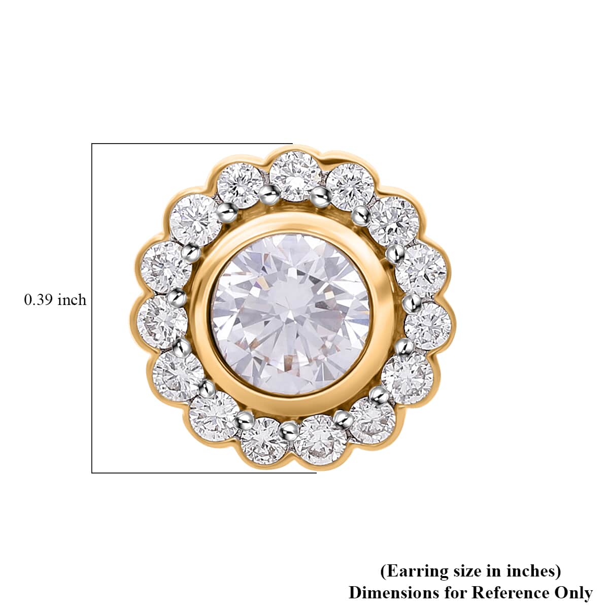 14K Yellow Gold Luxuriant Lab Grown Diamond E-F VS Halo Stud Earrings 1.50 ctw image number 5