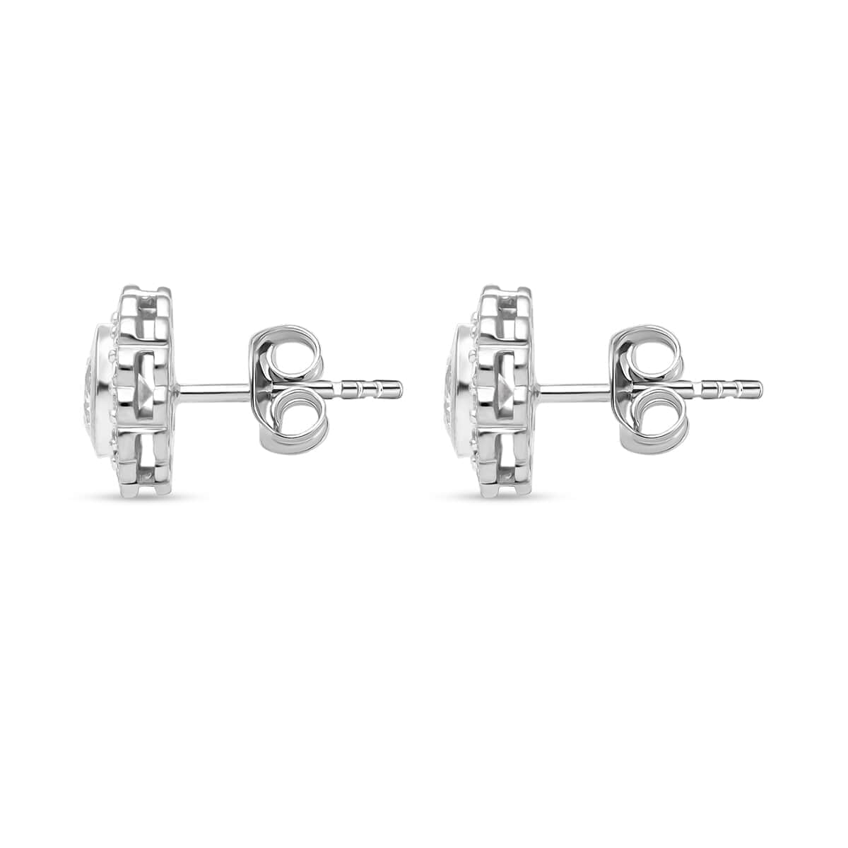 14K White Gold Luxuriant Lab Grown Diamond E-F VS Halo Stud Earrings 1.50 ctw image number 3