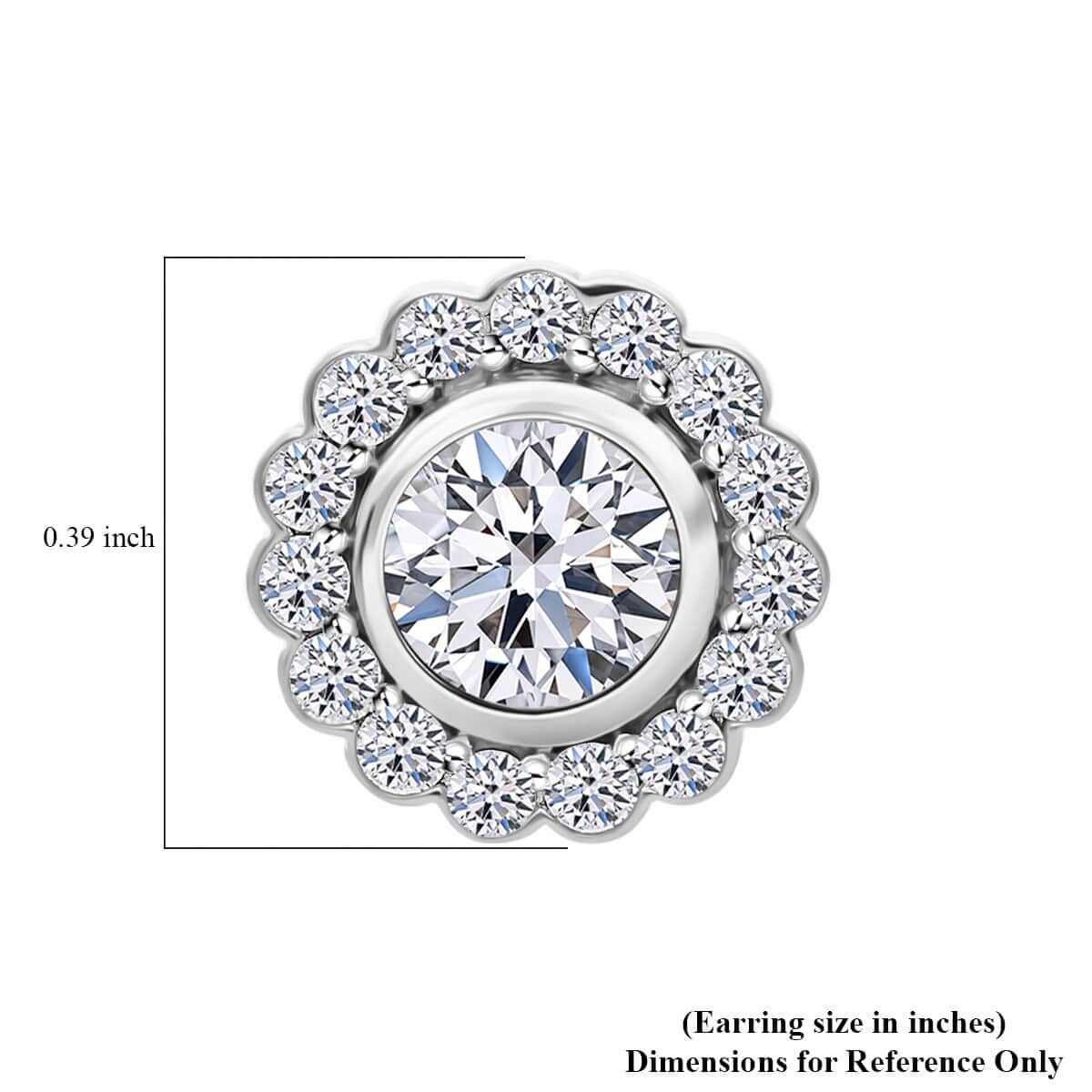 14K White Gold Luxuriant Lab Grown Diamond E-F VS Halo Stud Earrings 1.50 ctw image number 5