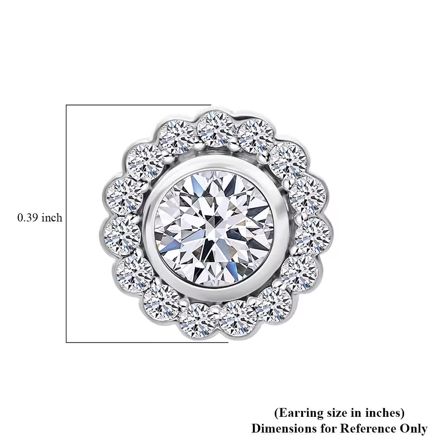 14K White Gold Luxuriant Lab Grown Diamond E-F VS Halo Stud Earrings 1.50 ctw