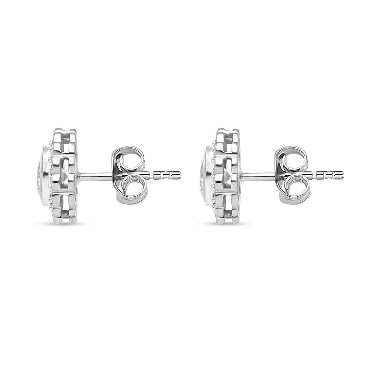 14K White Gold Luxuriant Lab Grown Diamond E-F VS Halo Stud Earrings 1.50 ctw