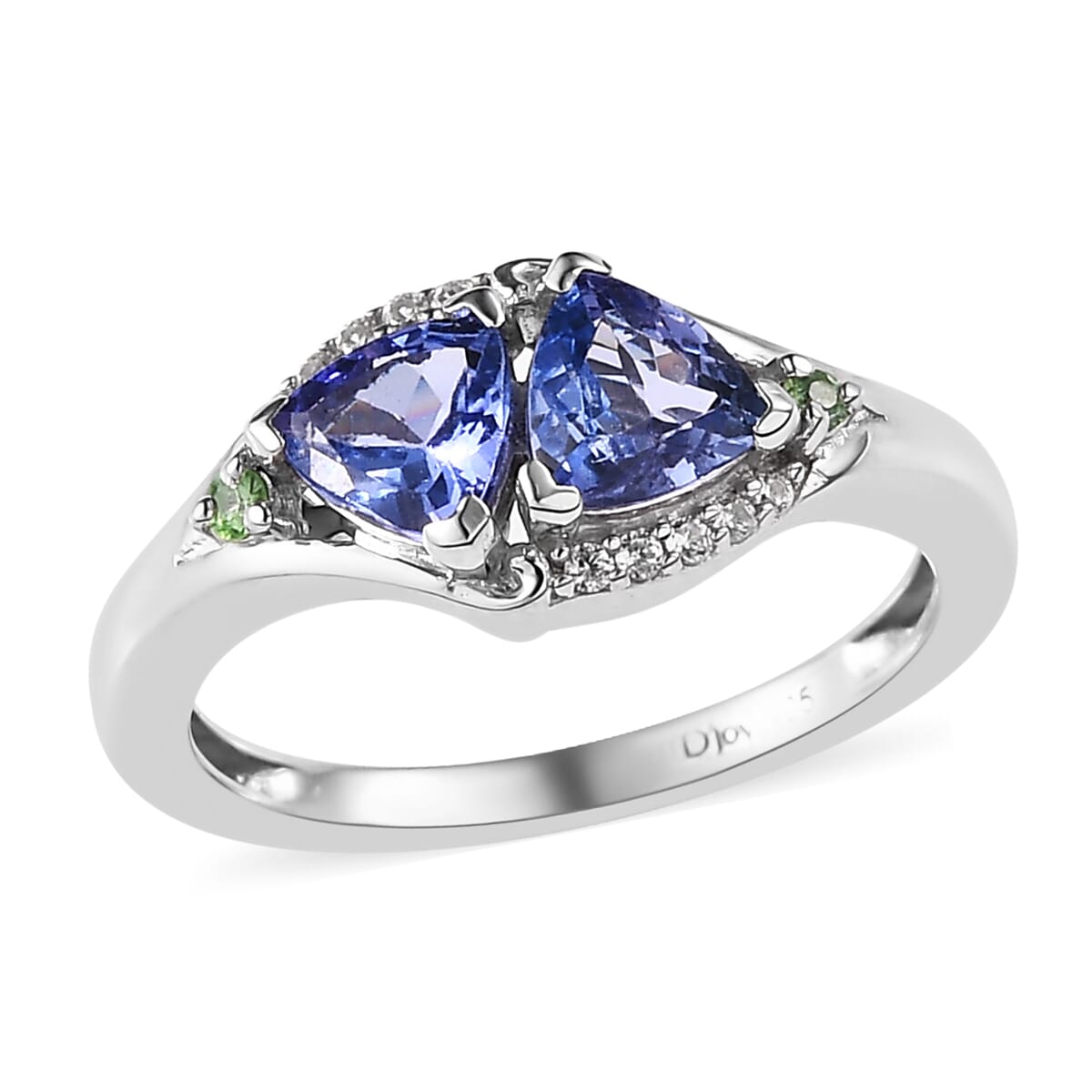 Tanzanite, Multi Gemstone Ring in Platinum Over Sterling Silver (Size 10.0) 1.00 ctw image number 0