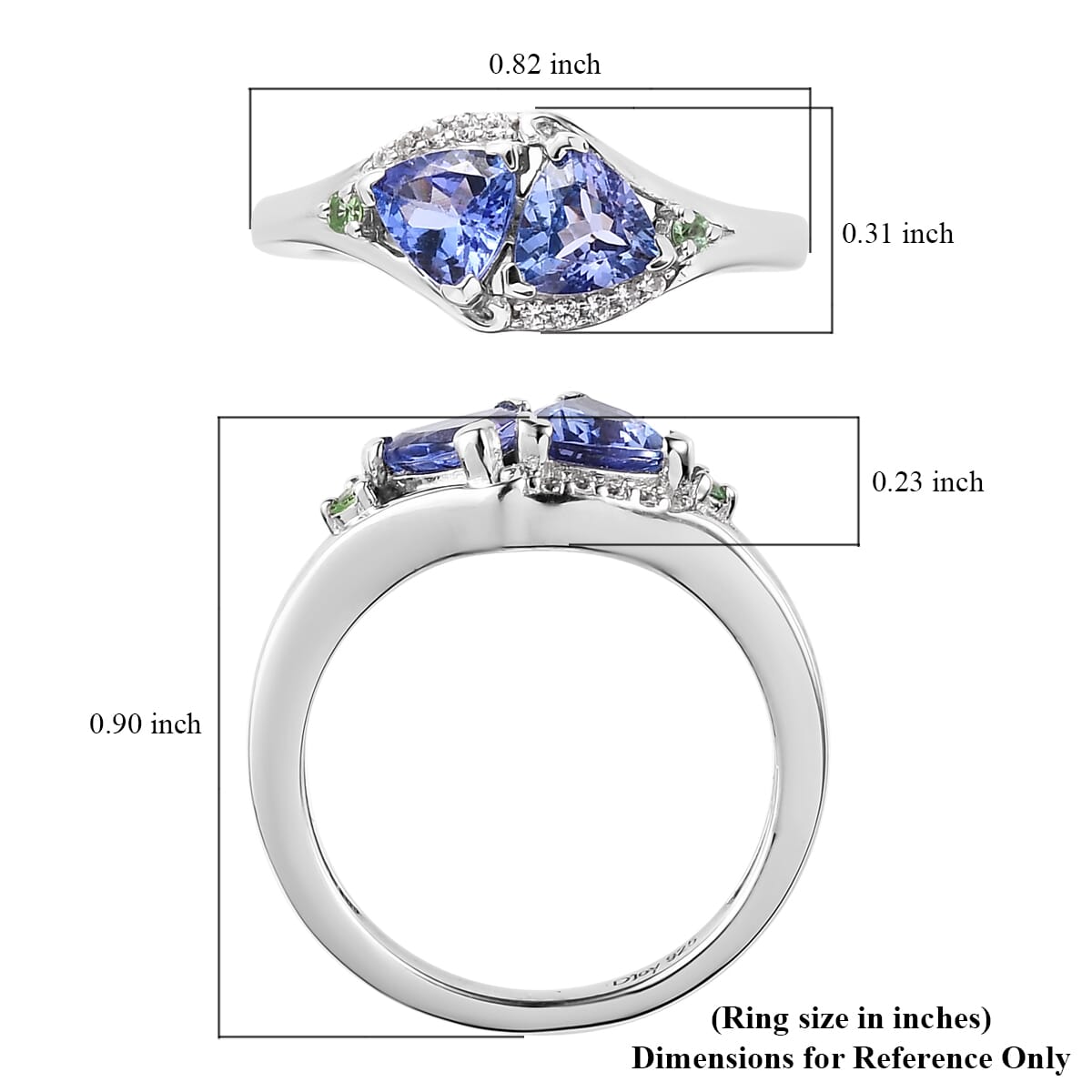 Tanzanite, Multi Gemstone Ring in Platinum Over Sterling Silver (Size 10.0) 1.00 ctw image number 5