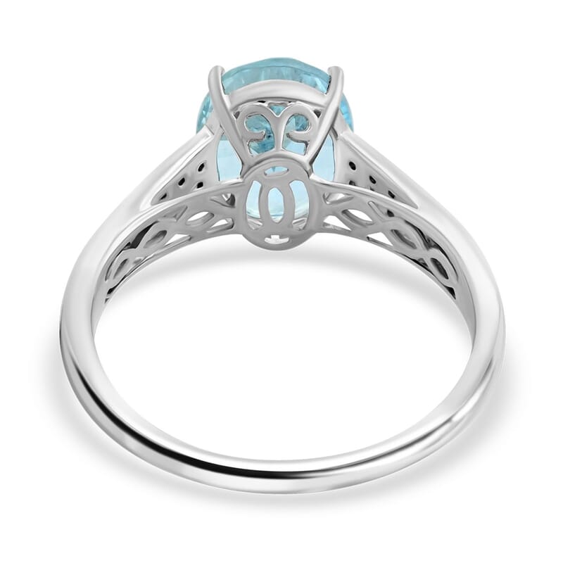 Certified & Appraised Luxoro AAA Santa Maria Aquamarine and G-H I2 Diamond 2.50 ctw Ring in 14K White Gold (Size 10.0)