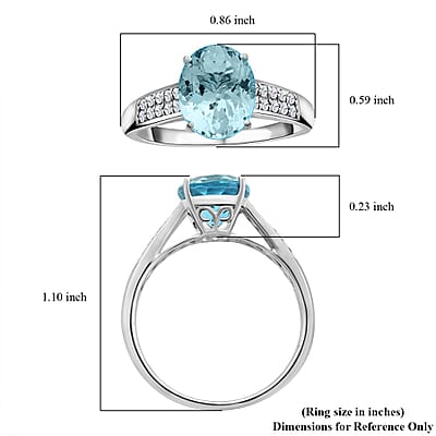 Certified & Appraised Luxoro AAA Santa Maria Aquamarine and G-H I2 Diamond 2.50 ctw Ring in 14K White Gold (Size 10.0)