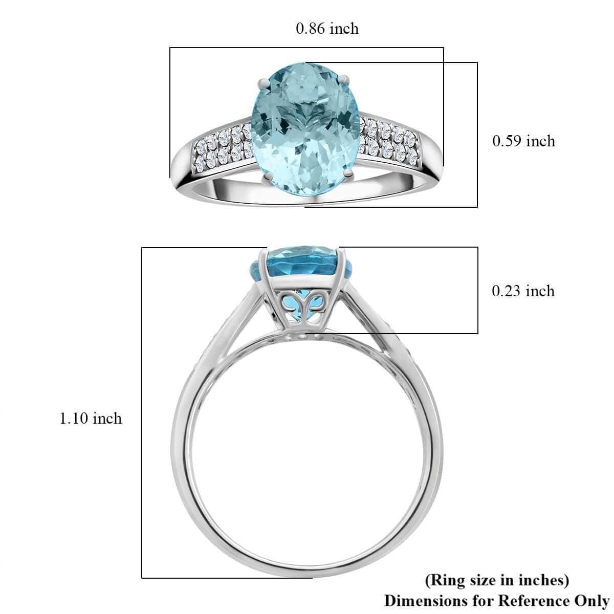 Certified & Appraised Luxoro 14K White Gold AAA Santa Maria Aquamarine and G-H I2 Diamond Ring, Promise Rings (Size 5.5) 2.50 ctw image number 5