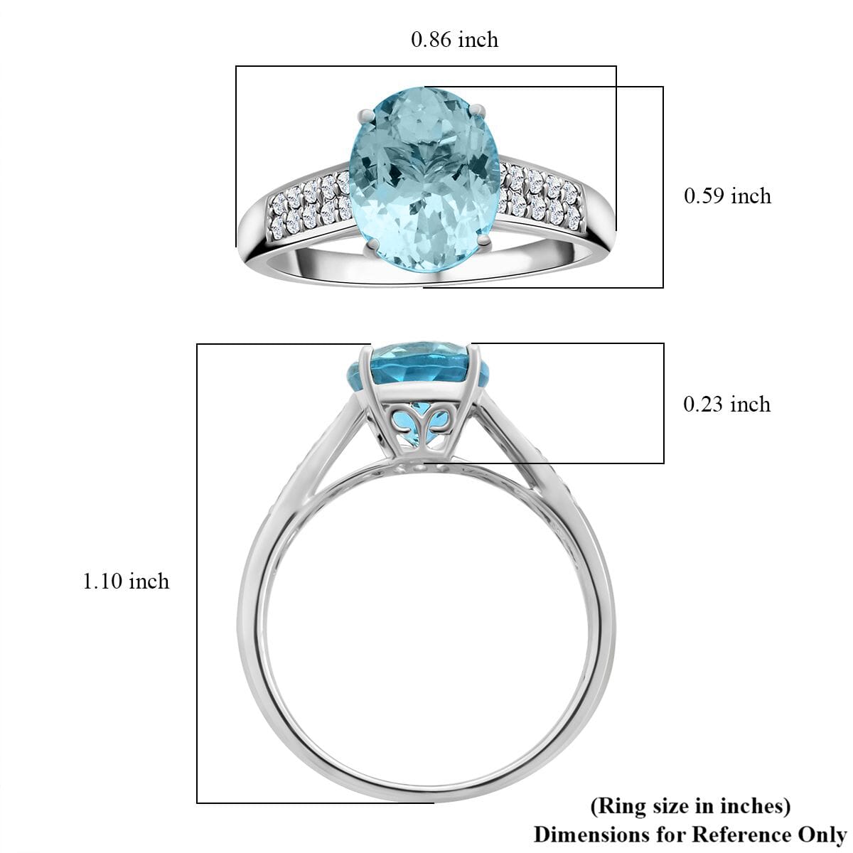 Certified & Appraised Luxoro 14K White Gold AAA Santa Maria Aquamarine and G-H I2 Diamond Ring, Promise Rings (Size 6.0) 2.50 ctw image number 5