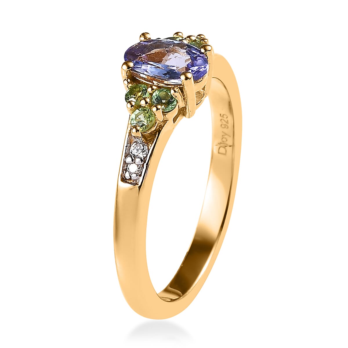 Tanzanite and Multi Gemstone Ring in Vermeil Yellow Gold Over Sterling Silver (Size 10.0) 0.75 ctw