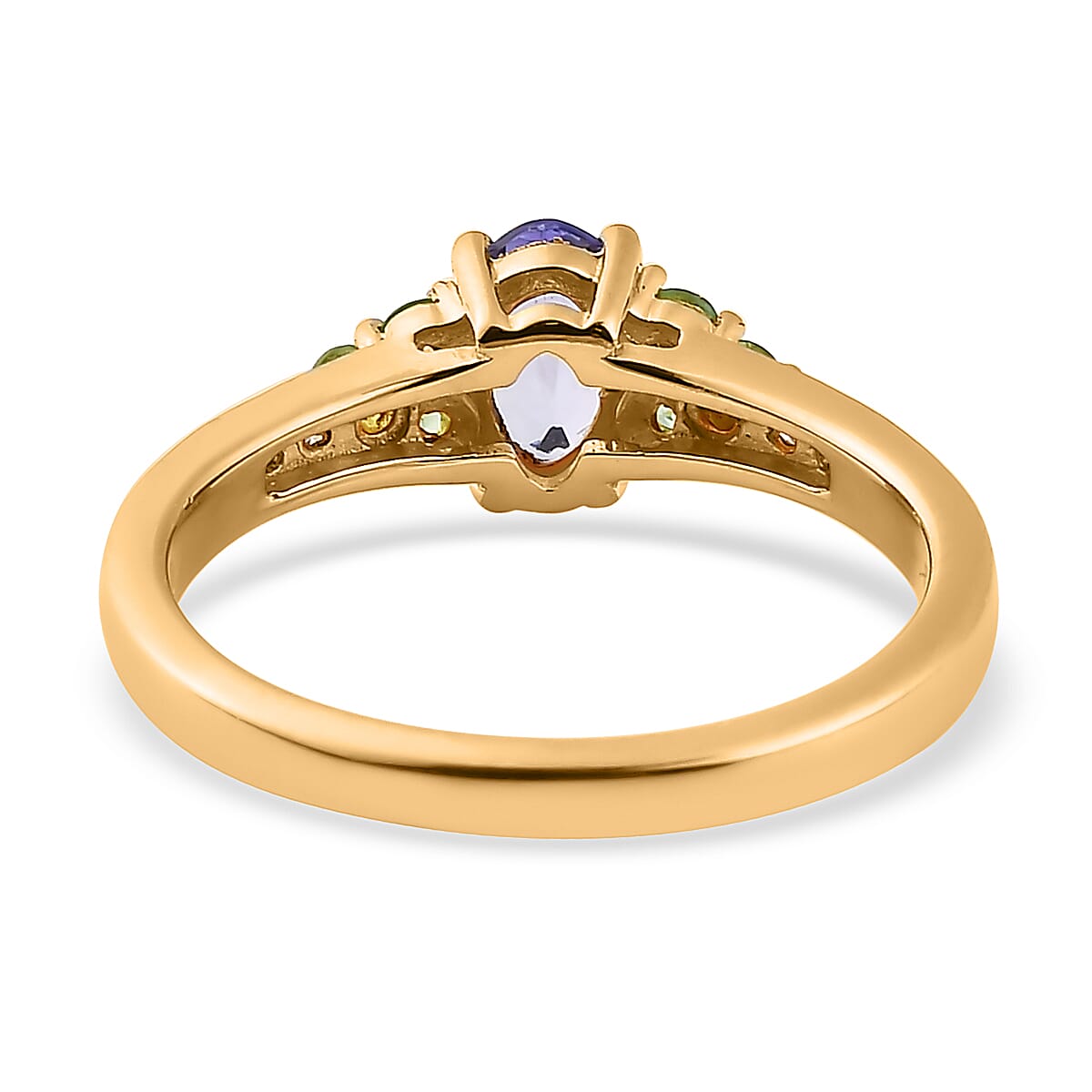 Tanzanite and Multi Gemstone Ring in Vermeil Yellow Gold Over Sterling Silver (Size 10.0) 0.75 ctw