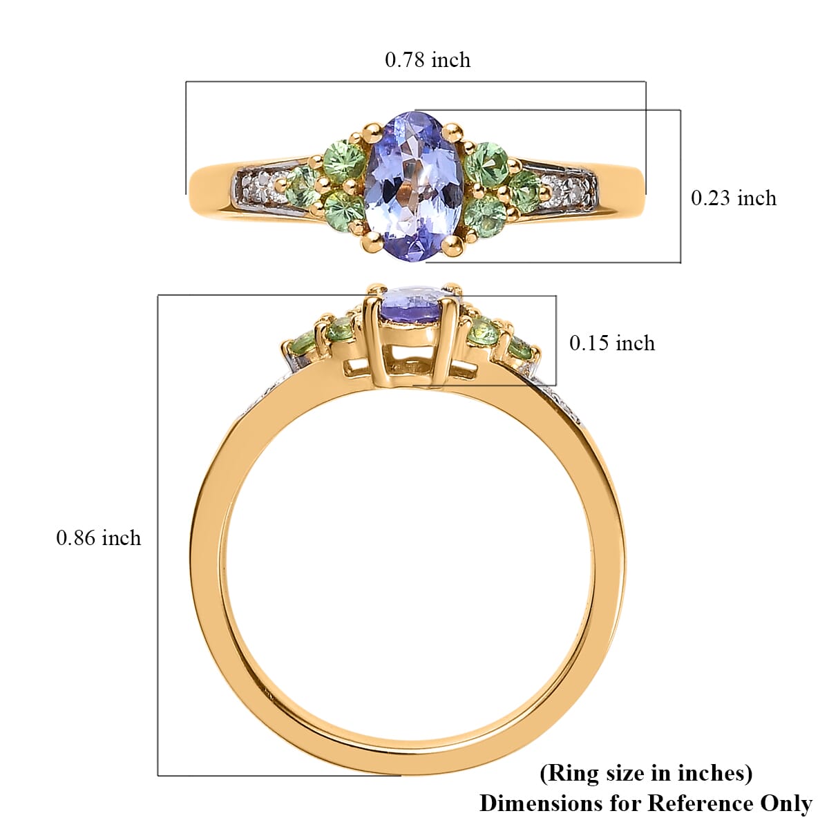 Tanzanite and Multi Gemstone Ring in Vermeil Yellow Gold Over Sterling Silver 0.75 ctw image number 5
