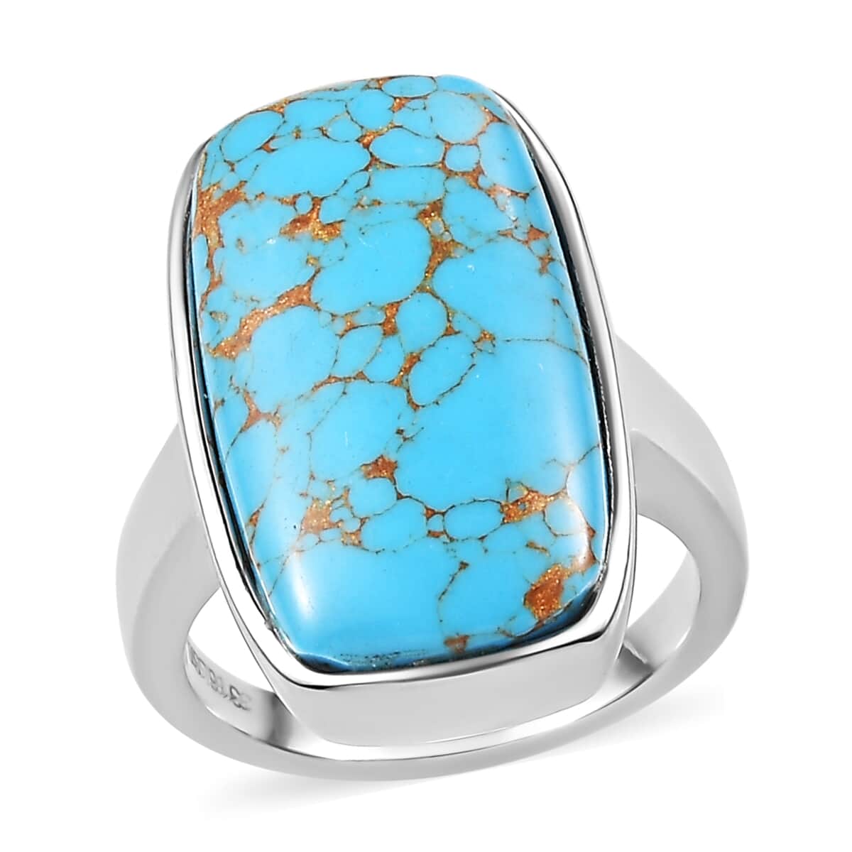 Doorbuster Mojave Blue Turquoise Solitaire Ring in Stainless Steel (Size 10.0) 11.50 ctw image number 0