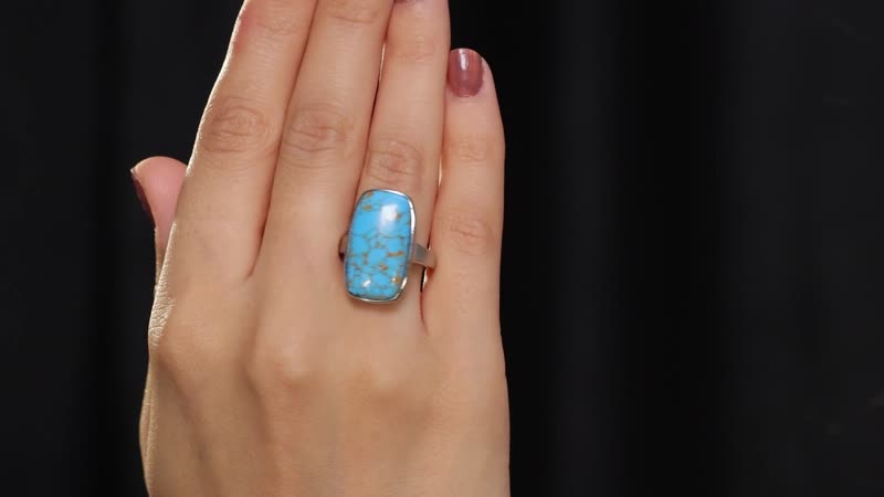 Doorbuster Mojave Blue Turquoise Solitaire Ring in Stainless Steel (Size 10.0) 11.50 ctw