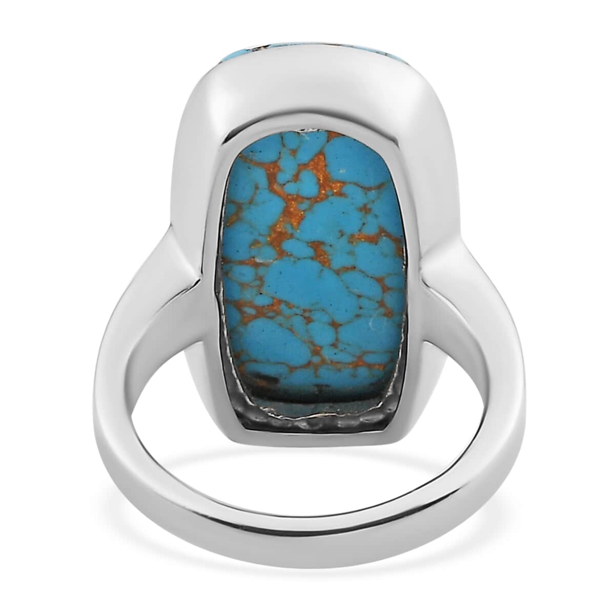 Doorbuster Mojave Blue Turquoise Solitaire Ring in Stainless Steel (Size 10.0) 11.50 ctw image number 4