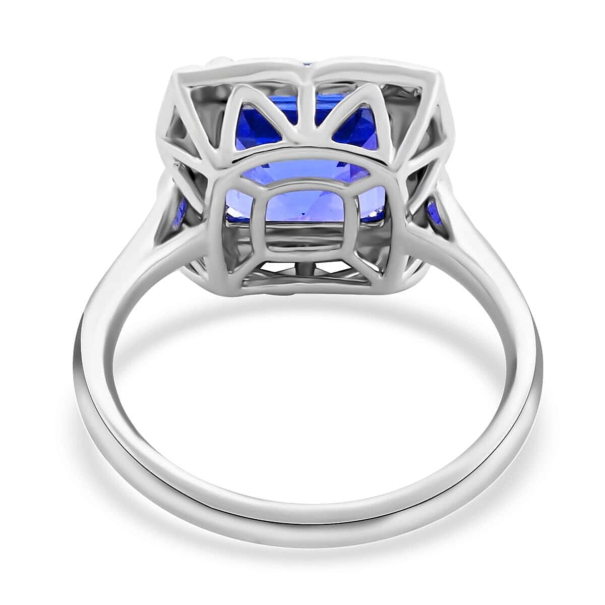 Certified & Appraised Rhapsody 950 Platinum AAAA Asscher Cut Tanzanite and E-F VS Diamond Ring (Size 10.5) 6.60 Grams 4.30 ctw image number 4