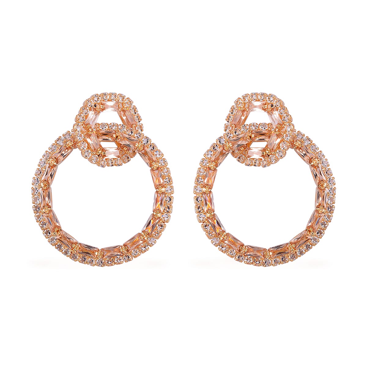 Champagne Austrian Crystal Earrings in Goldtone