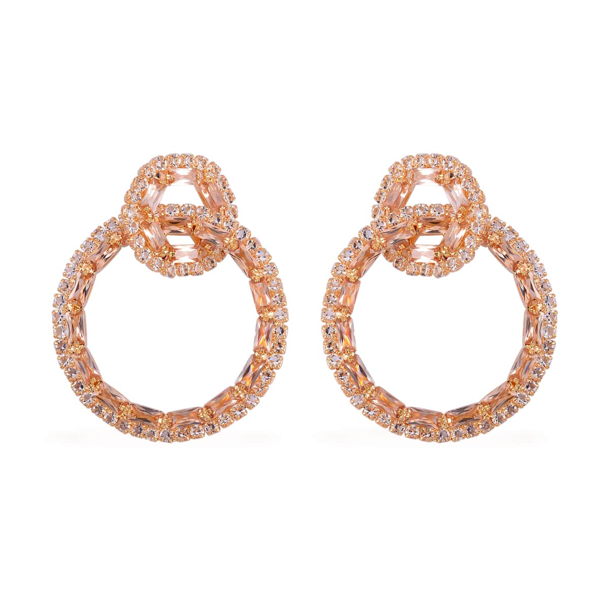 Champagne Austrian Crystal Earrings in Goldtone image number 0