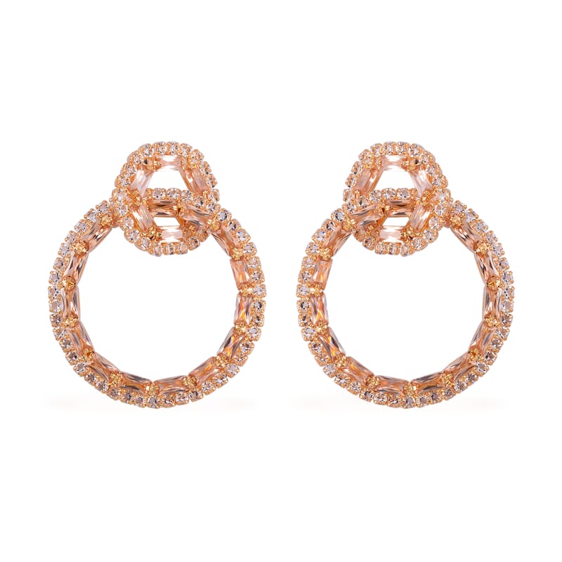 Champagne Austrian Crystal Earrings in Goldtone