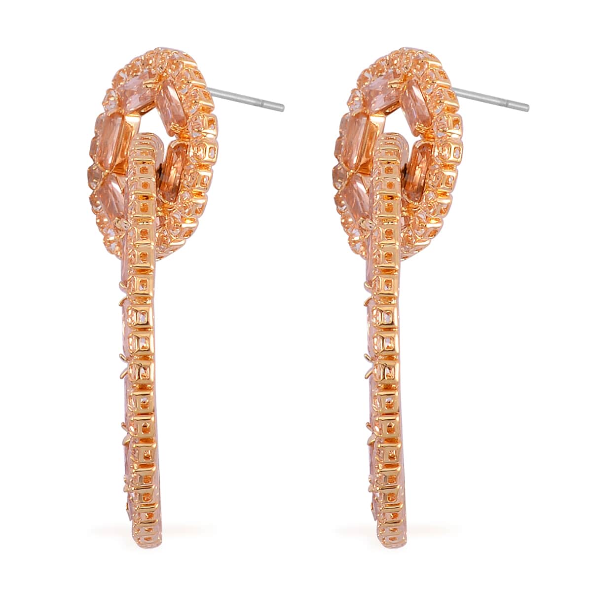 Champagne Austrian Crystal Earrings in Goldtone image number 3