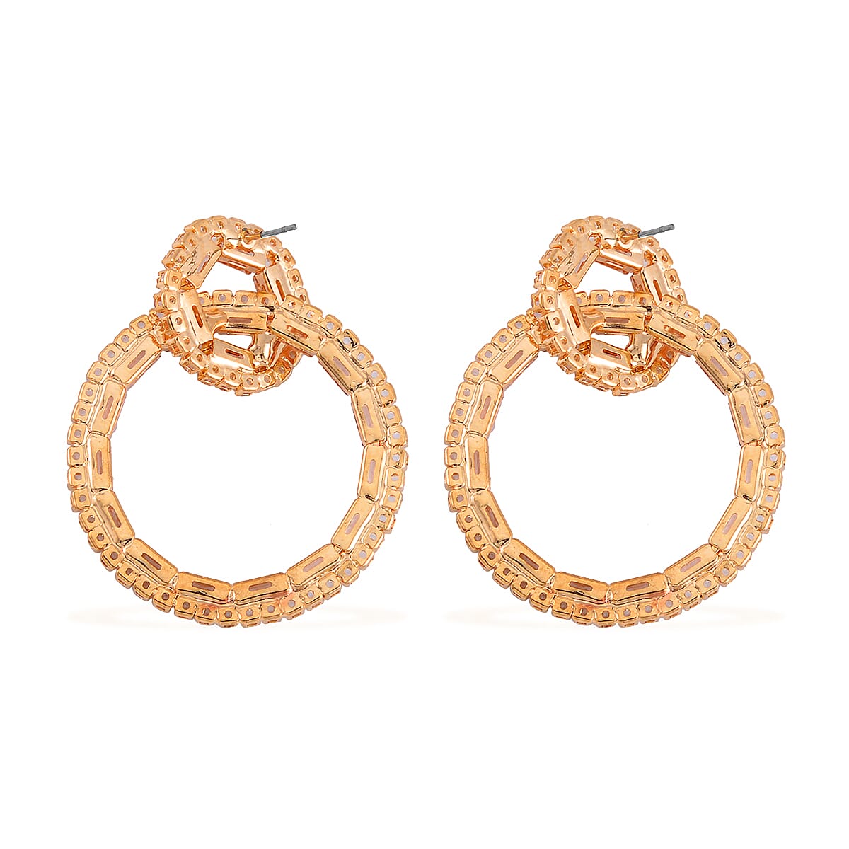 Champagne Austrian Crystal Earrings in Goldtone