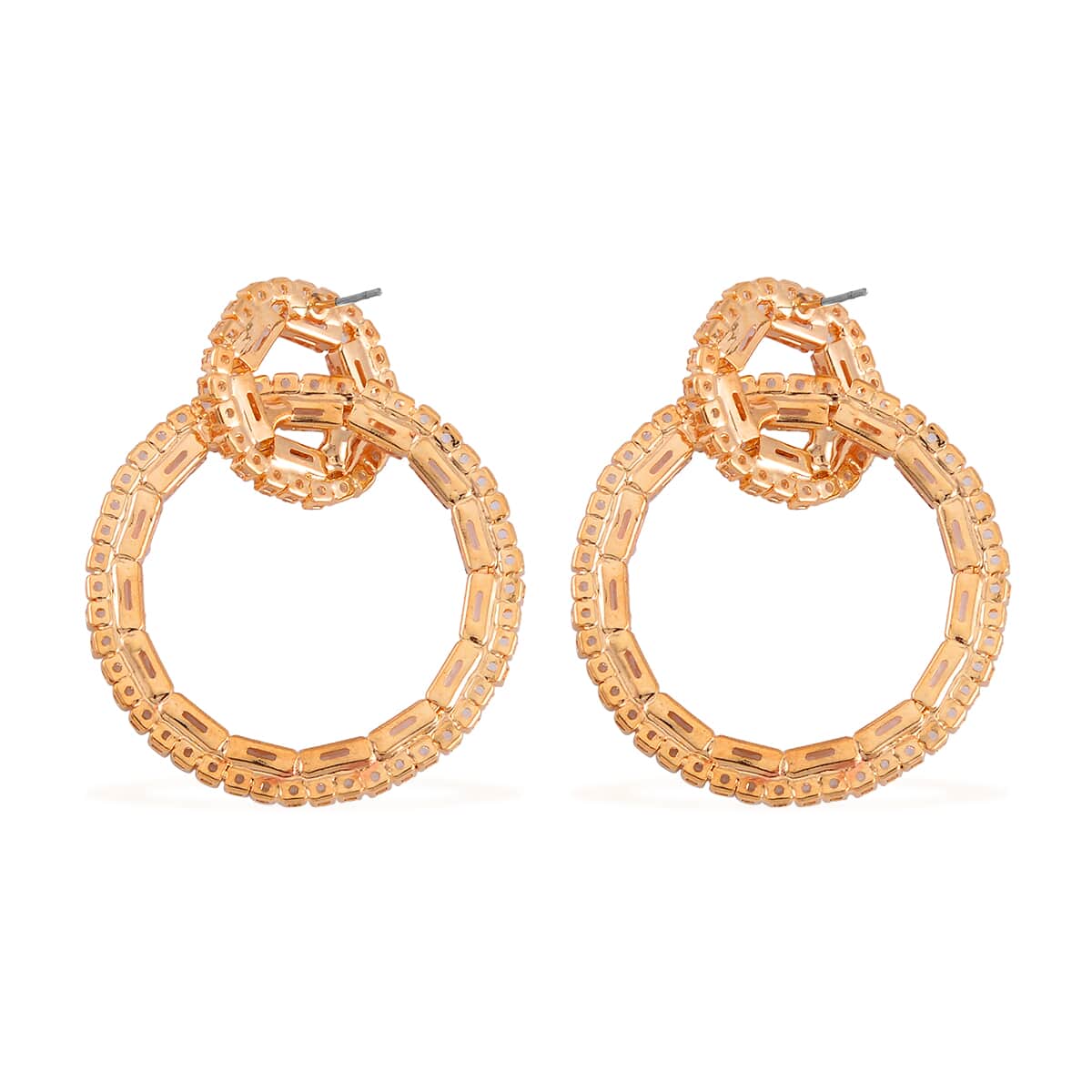 Champagne Austrian Crystal Earrings in Goldtone image number 4