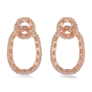 White and Champagne Austrian Crystal Earrings in Goldtone