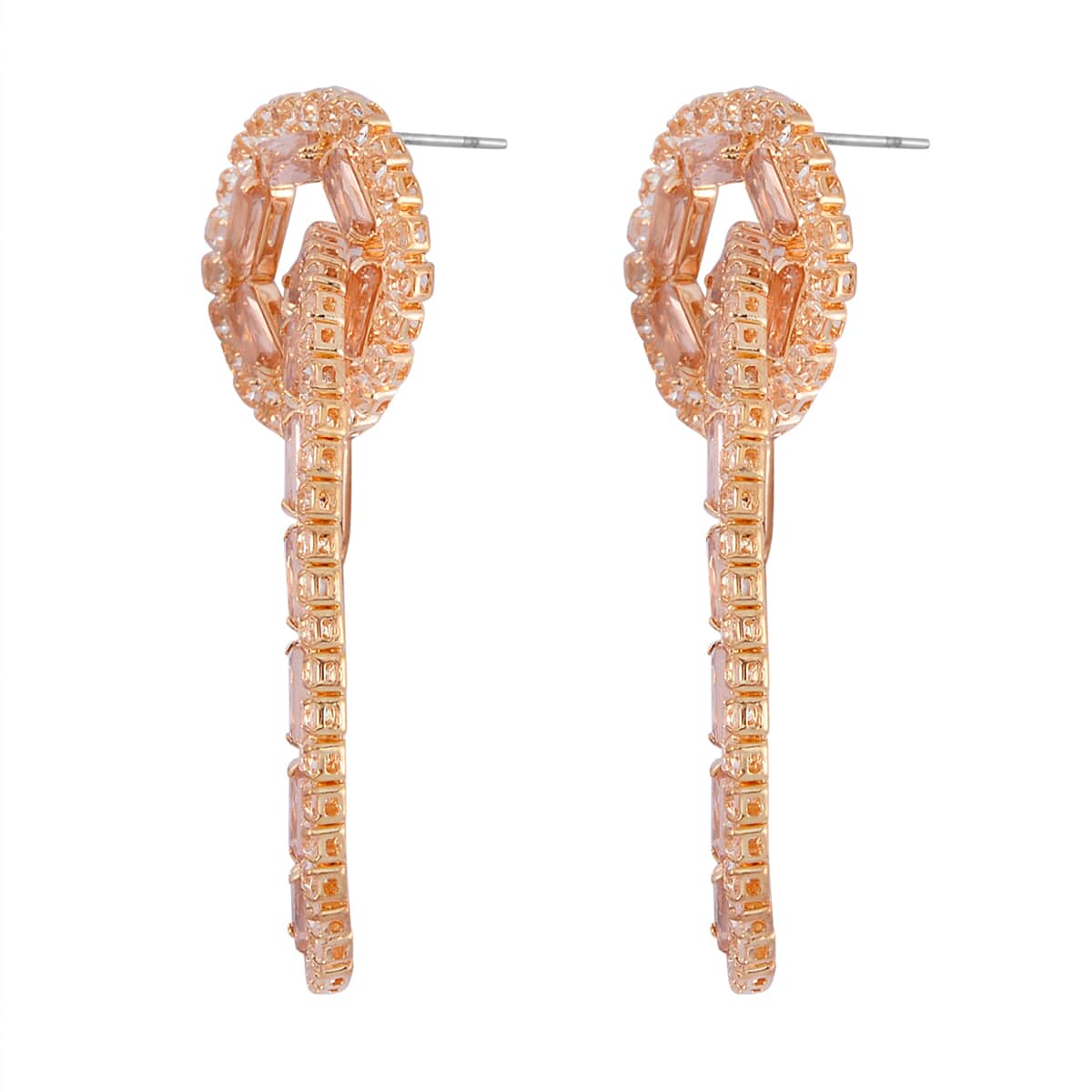 White and Champagne Austrian Crystal Earrings in Goldtone image number 3