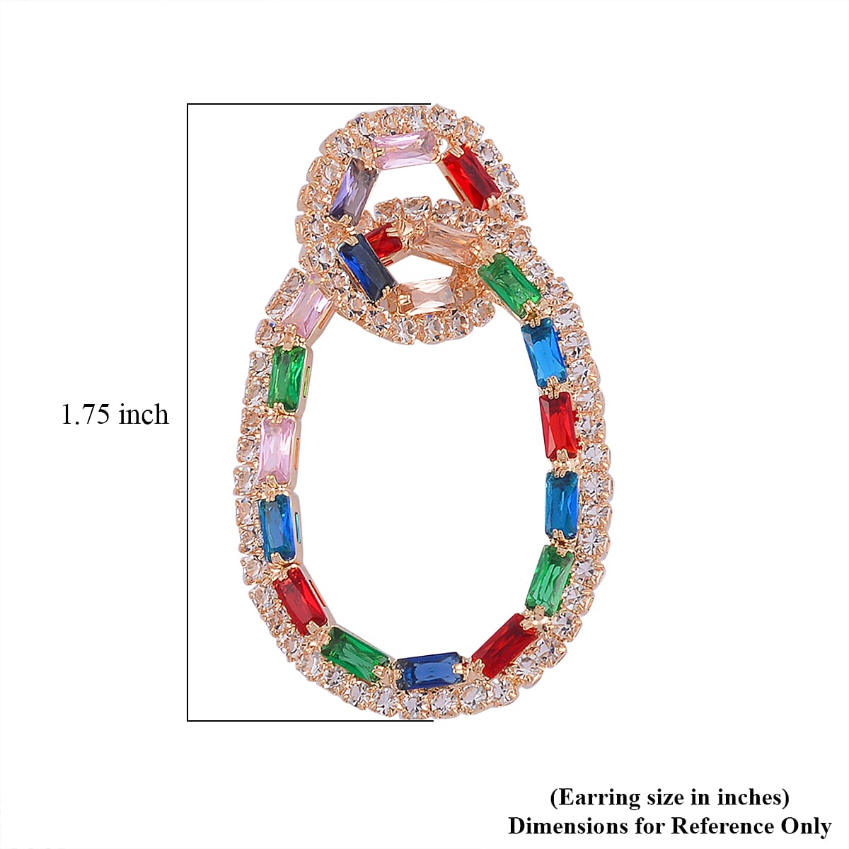 Multi Color Austrian Crystal Earrings in Goldtone image number 5