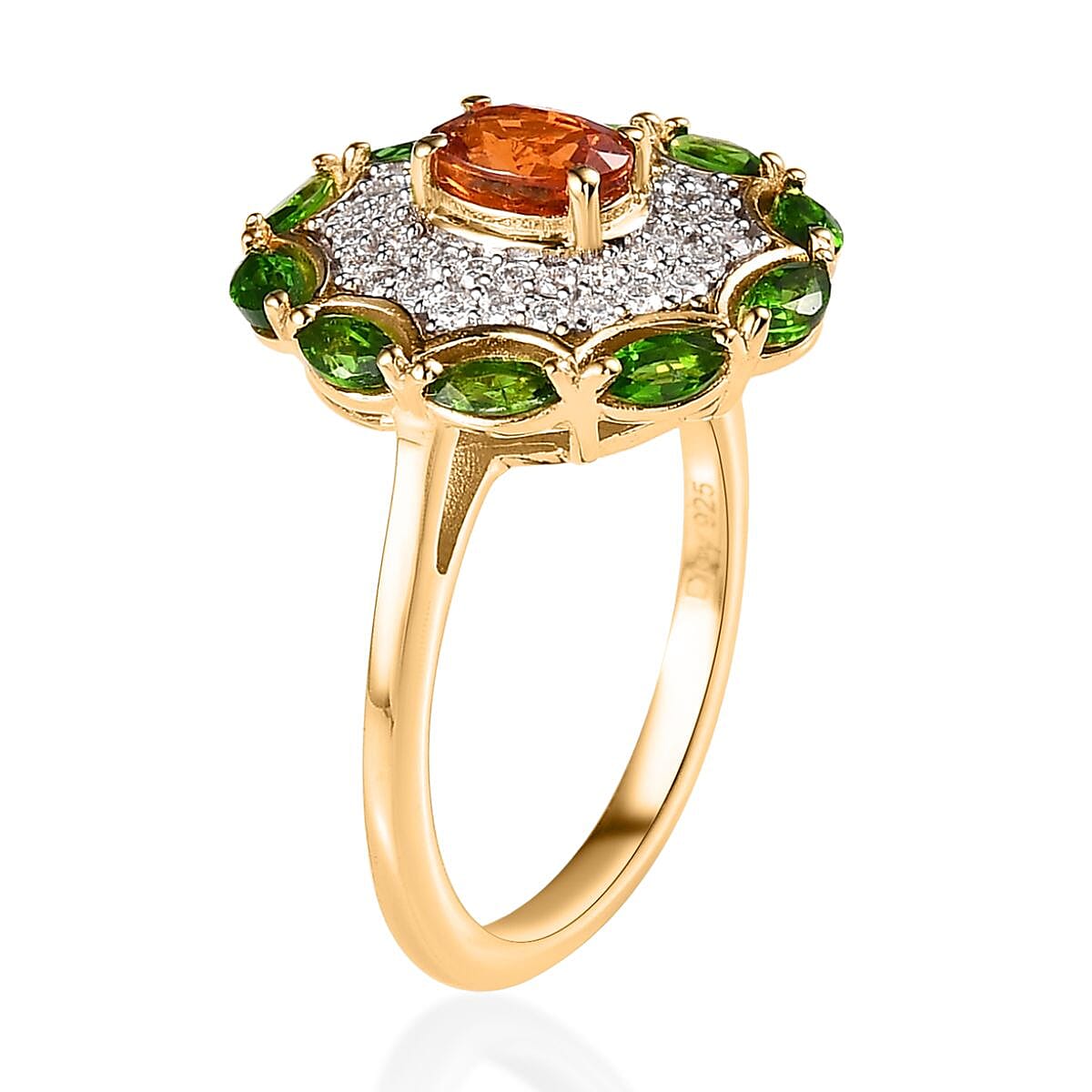 Premium Nigerian Spessartite Garnet and Multi Gemstone Ring in Vermeil Yellow Gold Over Sterling Silver (Size 6.0) 2.00 ctw image number 3