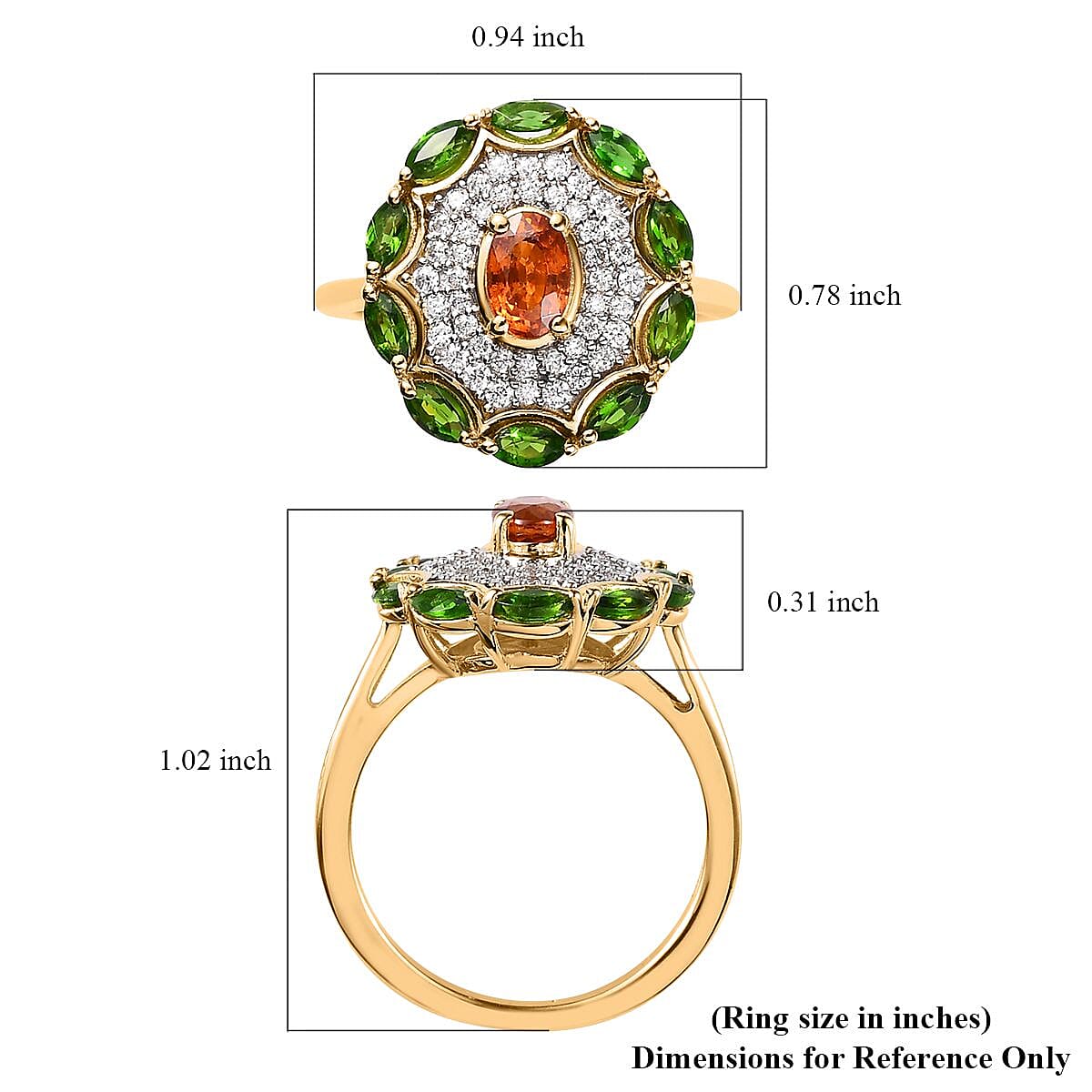 Premium Nigerian Spessartite Garnet and Multi Gemstone Ring in Vermeil Yellow Gold Over Sterling Silver (Size 6.0) 2.00 ctw image number 5